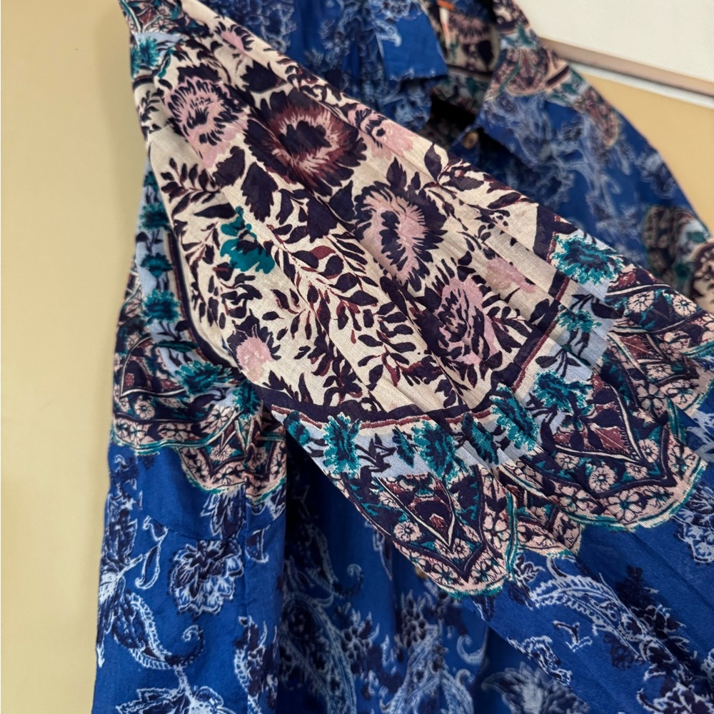 Free People Blue Paisley/Floral Button down Blouse - Picture 5 of 8